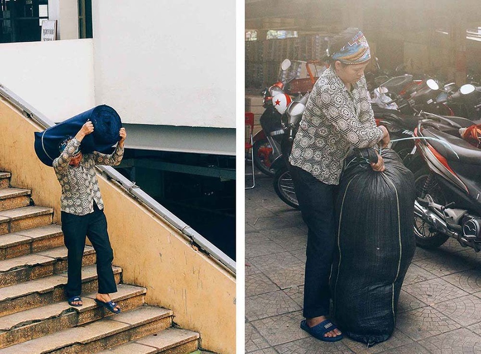 Nữ cửu vạn chợ Đồng Xuân oằn mình trong nắng đầu hè - 4 Nữ cửu vạn chợ Đồng Xuân oằn mình trong nắng đầu hè - 4