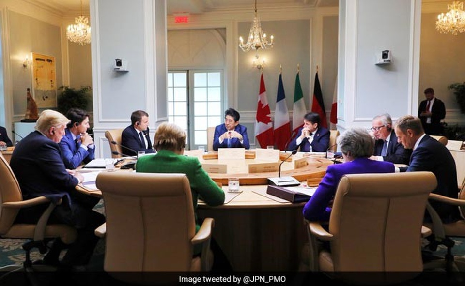 Giải mã khoảnh khắc “gây sốt” tại thượng đỉnh G7 - 5 Bức ảnh do Canada công bố chụp cuộc họp của các nhà lãnh đạo (Ảnh: NDTV)