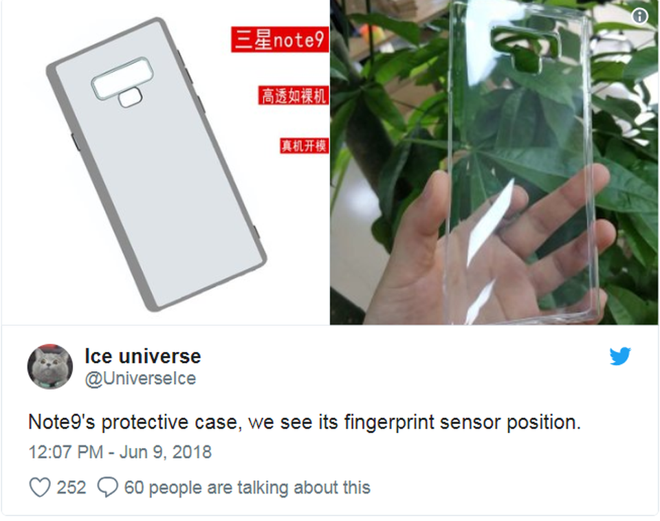 Thay đổi nhỏ về thiết kế giúp Galaxy Note 9 có viên pin lớn hơn - 1 Thiết kế mặt lưng bị rò rỉ của Galaxy Note9.