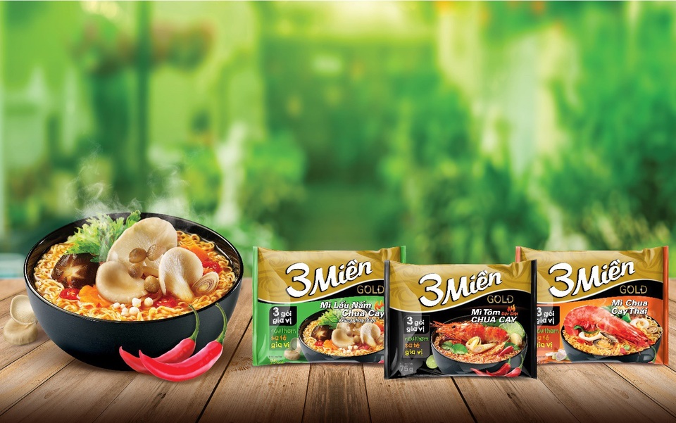 Mì “3 Miền” có nhiều vị chua cay khác nhau, mang đặc trưng ẩm thực riêng của từng vùng miền.