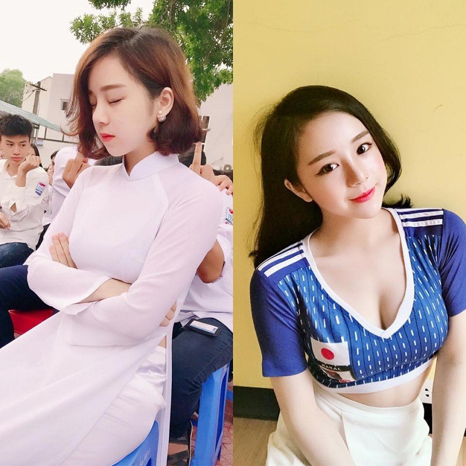 “Hot girl ngủ gật” nhiệt tình cổ vũ cho đội tuyển Nhật Bản tại World Cup - 1 Chỉ một bức ảnh ngủ gật ở sân trường cũng khiến Thủy Tiên bất ngờ nổi tiếng. Cô nàng được mọi người yêu quý vì gương mặt ngây thơ như thiên thần nhưng lại có thân hình bốc lửa.