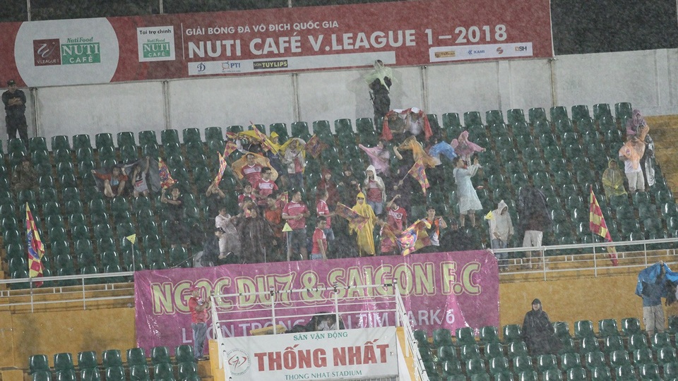 Trận thua khó hiểu của CLB Hà Nội trước Sài Gòn FC - 2 Sân Thống Nhất lưa thưa khán giả xem trận đấu giữa 2 đội bóng cùng chịu ảnh hưởng của bầu Hiển (ảnh: Trọng Vũ)...