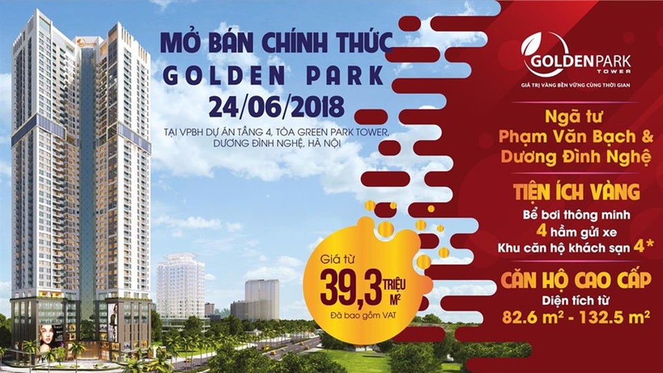 Chính thức mở bán dự án hot khu vực Cầu Giấy - 1 Golden Park Tower làm bùng nổ thị trường BĐS với sự kiện mở bán chính thức