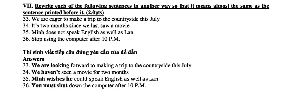 TP.HCM: Gợi ý giải đề vào lớp 10 môn tiếng Anh - 4 TP.HCM: Gợi ý giải đề vào lớp 10 môn tiếng Anh - 4