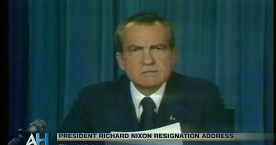 Những sự thật ít người biết về 44 tổng thống của Mỹ - 4 Ông Nixon phát biểu từ chức (Ảnh: C-span)