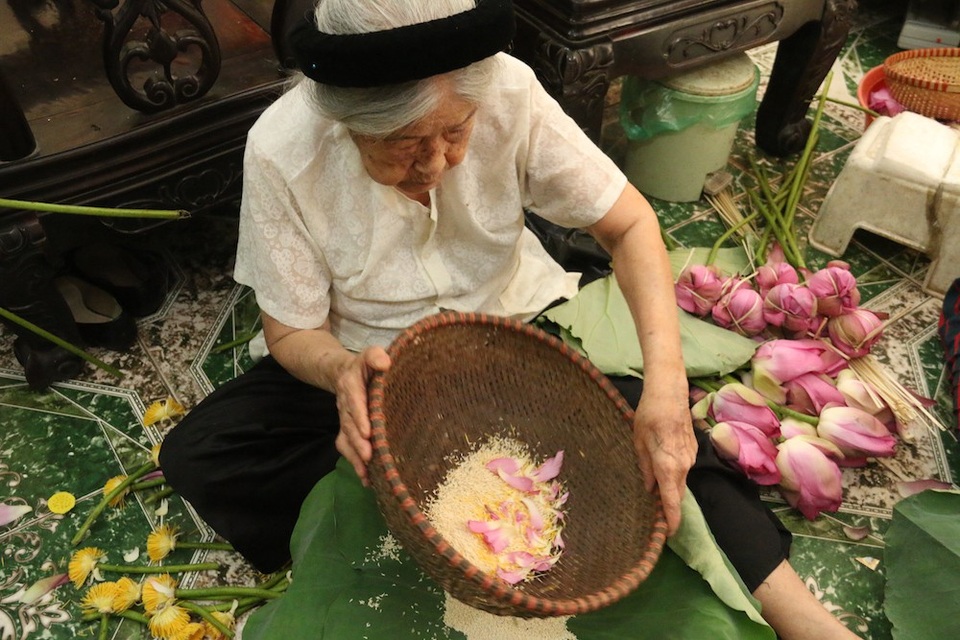 “Siêu phẩm” trà cổ làm từ 1000 bông sen, giá 7 triệu đồng ở Hà Nội có gì đặc biệt? - 4 Hoa sen phải hái trước bình minh, khi mặt trời còn chưa lên, sau đó mang về tách lấy gạo – thứ được ví như túi hương của bông sen rồi mới đem ướp.