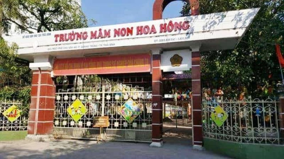Khởi tố Hiệu trưởng và nguyên kế toán trường mầm non Hoa Hồng - 1 Trường mầm non Hoa Hồng, đóng tại Phố Chu Văn An, phường Quang Trung, thành phố Thái Bình