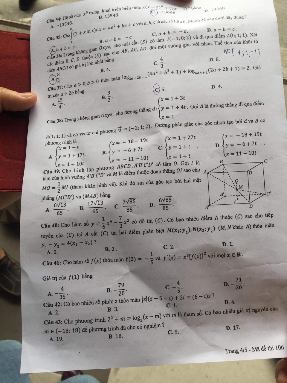 Đề thi trắc nghiệm môn Toán THPT quốc gia 2018 - 30 Đề thi trắc nghiệm môn Toán THPT quốc gia 2018 - 30