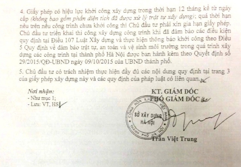 Thu tiền mua nhà vườn của khách hàng hơn 8 năm, dự án mới có GPXD cho hạng mục khác! - 2
Đến ngày 18/09/2017, dự án mới được cấp Giấy phép xây dựng cho hạng mục Khu chung cư để bán và văn phòng làm việc cho thuê.