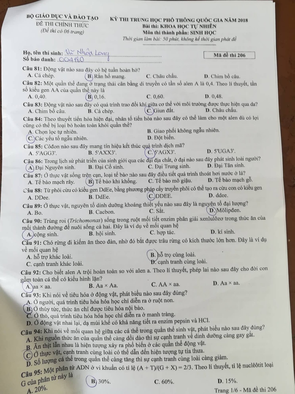 Đề thi và gợi ý giải môn Sinh học THPT quốc gia 2018 - 15 Đề thi và gợi ý giải môn Sinh học THPT quốc gia 2018 - 15
