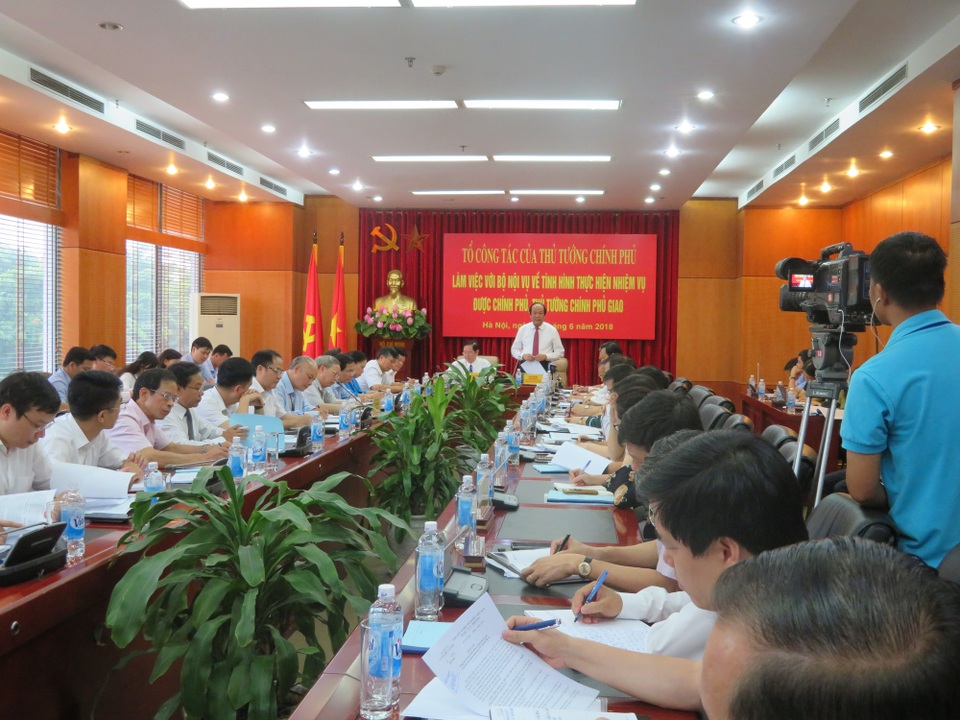 
Tổ công tác của Thủ tướng kiếm tra việc thực hiện các nhiệm vụ được giao của Bộ Nội vụ
