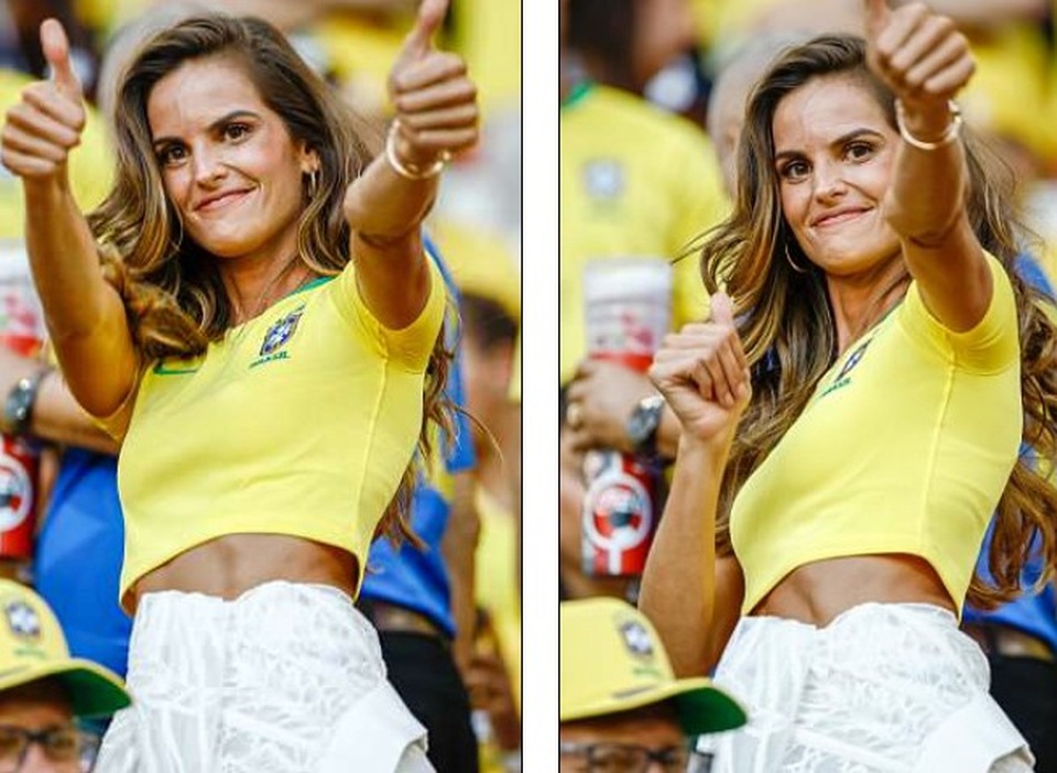 Thiên thần nội y Izabel Goulart nổi bật khi đi xem bóng đá - 3
Chiến thắng 2-0 thuộc về Brazil đã khiến thiên thần Victorias Secret rất hạnh phúc