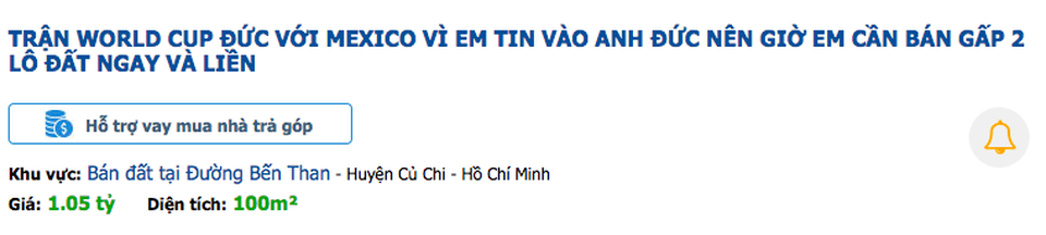 Ồ ạt rao bán nhà, bán đất vì thua độ World Cup: Sự thực hay chiêu trò môi giới? - 2 Ồ ạt rao bán nhà, bán đất vì thua độ World Cup: Sự thực hay chiêu trò môi giới? - 2