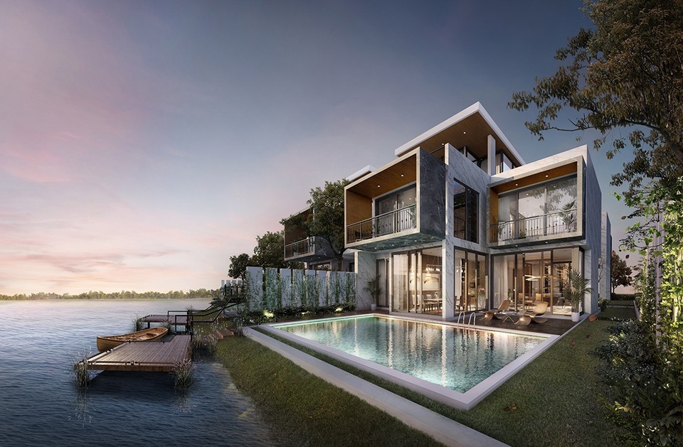 
Tất cả các căn biệt thự đều có mặt thoáng tiếp xúc với thiên nhiên, giữa bốn bề là vịnh hồ xanh mát
