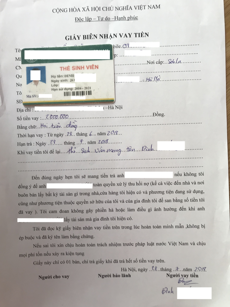 Mê cá độ, sinh viên "cắm" thẻ vay 100 triệu đồng - 3 Hạn vay còn rất sớm, mới chỉ từ ngày 28/6/2018