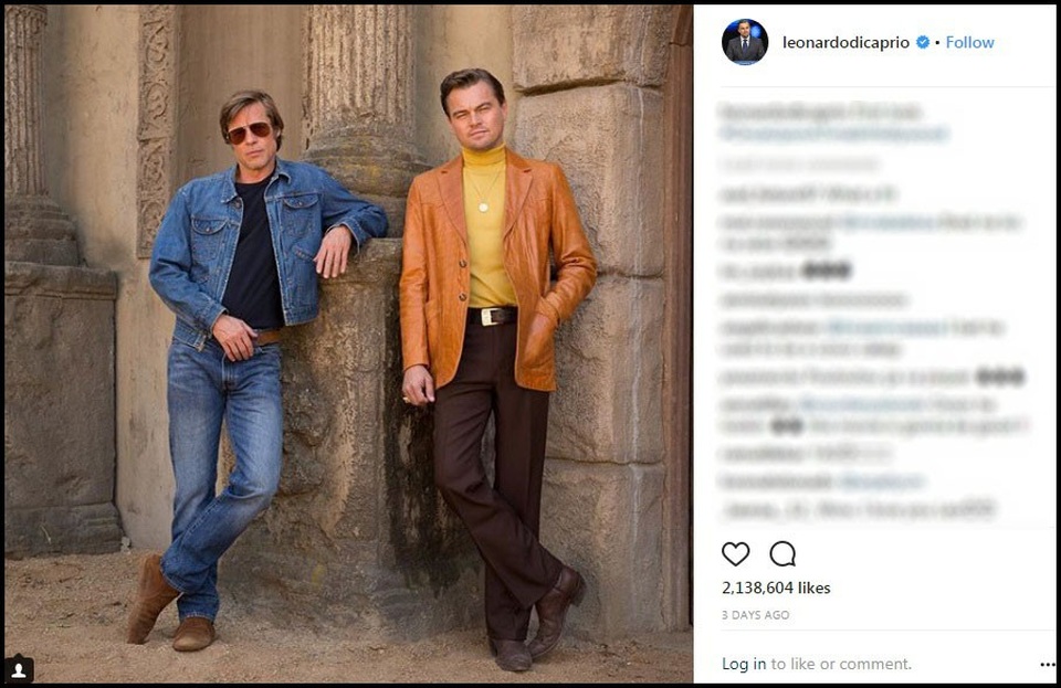 Diện mạo Leonardo DiCaprio và Brad Pitt khi đóng phim chung - 1 Đăng tải trên tài khoản mạng xã hội của Leonardo DiCaprio