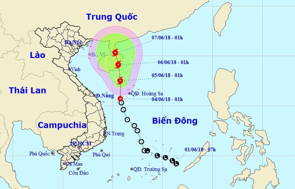 Áp thấp nhiệt đới áp sát quần đảo Hoàng Sa, khả năng mạnh lên thành bão - 1 Vị trí và hướng di chuyển của áp thấp nhiệt đới. (Ảnh: NHCMF).