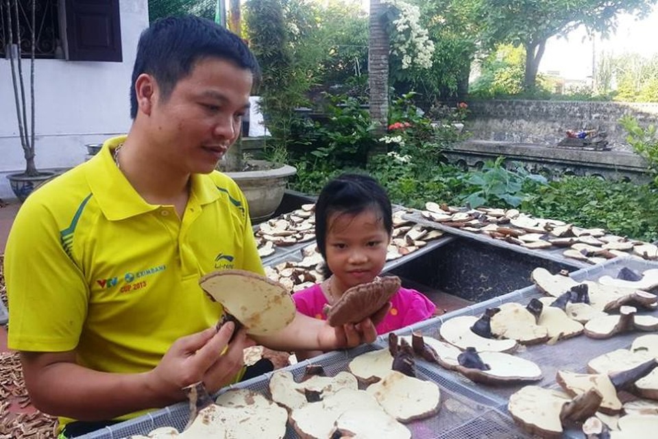 Đánh liều thế chấp "sổ đỏ" để trồng “thần dược”, thu lãi trăm triệu đồng - 5
Anh Kiên cùng thành quả là những cây nấm linh chi khô chuẩn bị xuất bán với giá 800 nghìn đồng/kg.