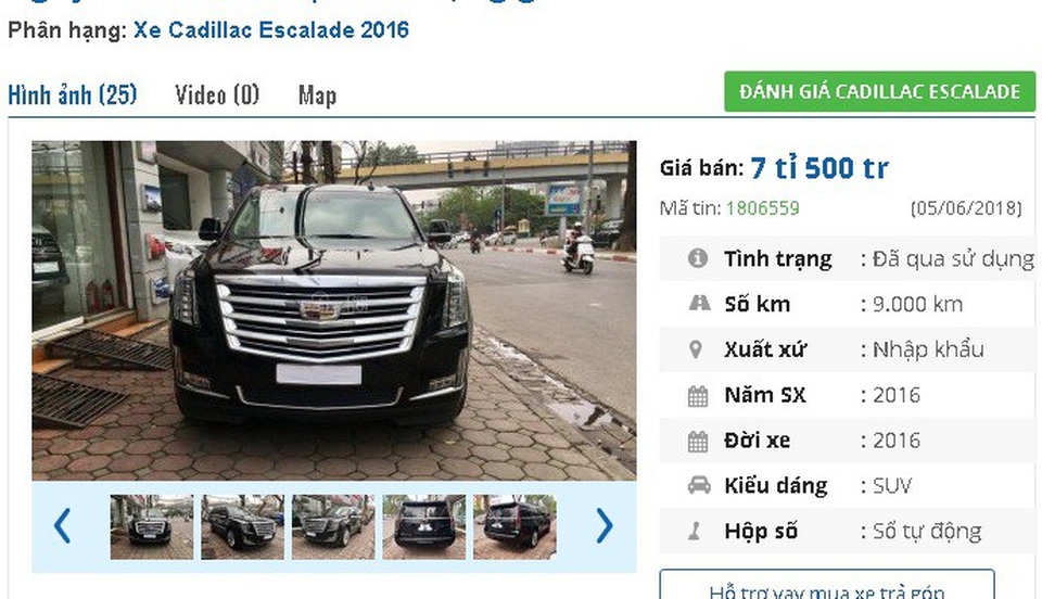 Những chiếc ô tô cũ này đang rao bán giá cao "ngất ngưởng" 7 tỷ đồng tại Việt Nam - 3
7,5 tỷ đồng là mức giá rao bán của chiếc Cadillac Escalade Platinum, màu đen, xuất xứ Mỹ, đời 2016 này. Xe có dung tích xi lanh 6,2l, động cơ V8 và hộp số tự động 8 cấp số thể thao.