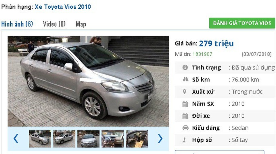 Chiếc ô tô Toyota cũ này đang rao bán nhiều nhất ở tầm giá 200 triệu đồng tại Việt Nam - 3
Một cặp vợ chồng công chức nhà nước hiện nay đang công tác ở phòng giáo dục quận Cầu Giấy có nhu cầu bán chiếc xe Vios E 2010 màu bạc, giá 279 triệu đồng. Người bán cho biết “xe đi rất ít, chỉ đi từ nhà đến cơ quan, mọi thứ còn nguyên bản chưa thay thế gì”.