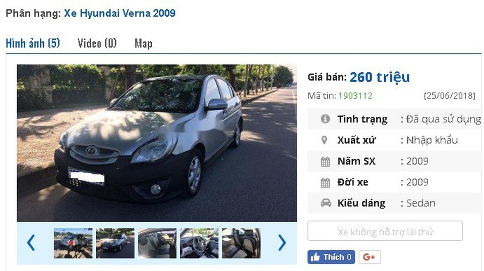 2 mẫu ô tô Hyundai cũ này được rao bán nhiều nhất tầm giá 200 triệu đồng tại Việt Nam - 3 
Chiếc xe Hyundai Verna năm sản xuất 2009, màu bạc hiện đang được chủ nhân rao bán giá 260 triệu đồng. Xe được giới thiệu là có “phanh ABS, điều hòa tự động, cửa sổ trời, gương, kính chỉnh điện, gập điện, lazang đúc hợp kim, 02 túi khí, camera lùi, nội thất bọc da”.