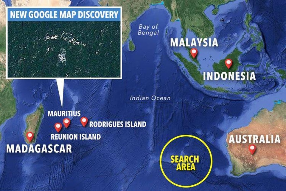 Phát hiện manh mối mới về vụ mất tích MH370 - 4
Các mảnh vỡ được cho là có liên quan đến MH370 từng được tìm thấy gần đảo Mauritius. (Ảnh: Google Maps)