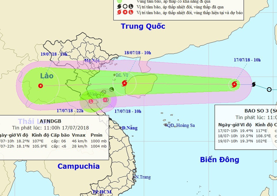 Công điện "hỏa tốc" ứng phó với bão số 3 - 1 Vị trí và hướng di chuyển của bão số 3 lúc 10h sáng nay. (Ảnh: NHCMF).