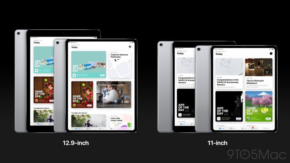 Tất cả iPhone và iPad năm 2018 sẽ mang thiết kế đặc trưng của iPhone X - 2 Ảnh render so sánh kích thước và thiết kế của các dòng iPad Pro năm nay với thế hệ tiền nhiệm.