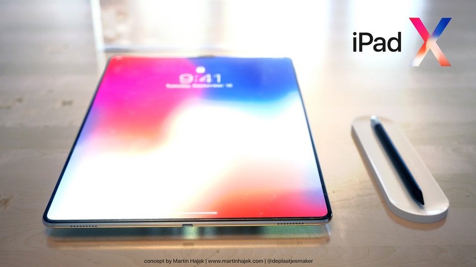 Tất cả iPhone và iPad năm 2018 sẽ mang thiết kế đặc trưng của iPhone X - 1 Một trong những concept iPad X với thiết kế vay mượn từ iPhone X.
