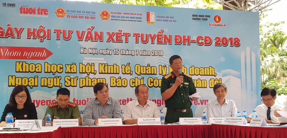 Đạt 23 điểm liệu có đỗ vào ngành quân đội, công an? - 1
Đại tá Vũ Xuân Tiến, Trưởng ban thư kí Tuyển sinh Quân sự, Bộ Quốc Phòng trả lời thắc mắc của thí sinh