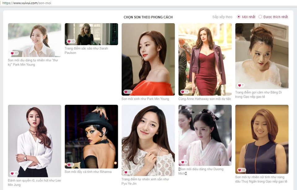 Ngồi nhà vẫn chọn được son ưng ý nhờ mô hình bán hàng độc lạ trên Vuivui.com - 1 Bạn dễ dàng tìm được màu son tự nhiên của “thư ký” Park Min Young, màu son dịu dàng như Dương Mịch, sắc sảo như Kỳ Duyên hay loại son đầy cá tính mà Rihanna hay sử dụng… chỉ bằng một cú click chuột