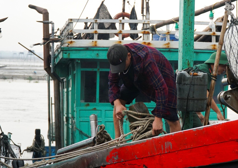Thanh Hóa: Tàu thuyền cấp tập vào bờ tránh trú bão Sơn Tinh - 3
Trung tá Nguyễn Ngọc Đức – Đồn trưởng đồn biên phòng Hoằng Trường cho biết: “ Xã Hoằng Trường đã kêu gọi tàu thuyền trên biển trở về nơi neo đậu, thực hiện chằng buộc các phương tiện để chịu được sức gió mạnh của cơn bão số 3”.
