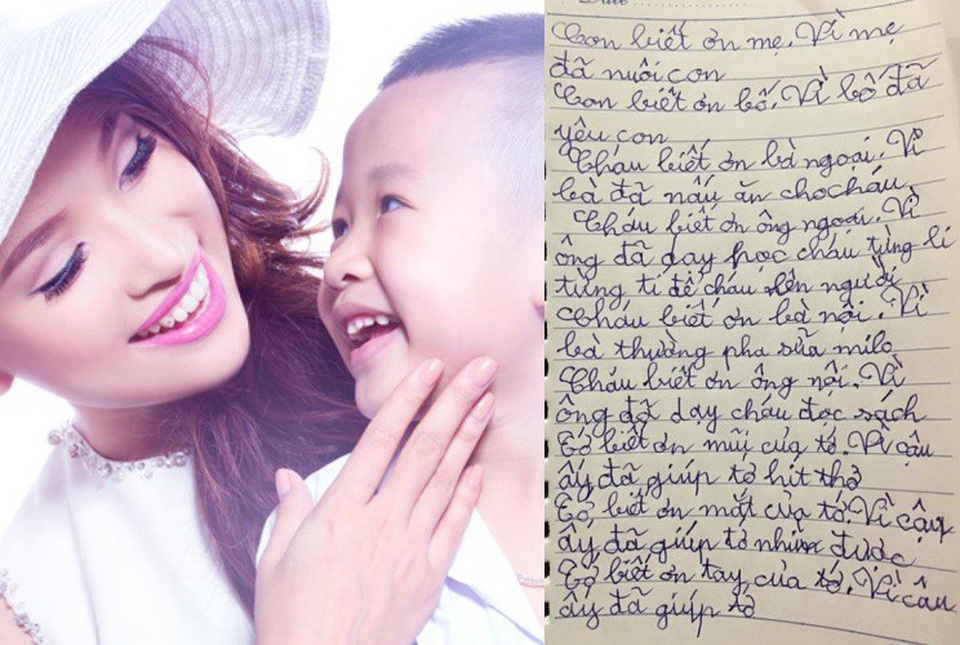 Li kỳ chuyện Thanh Lam bị trao nhầm lúc lọt lòng; đời tư sao Việt sinh con cho đại gia - 11 Sau một hành trình dài đầy kiên trì và nước mắt đồng hành cùng con chữa sang chấn tâm lý, Vân Hugo chia sẻ bức thư xúc động mà bé Bin viết cho gia đình. Diễn viên Chiều Xuân, MC Hoàng Linh, ca sĩ Vy Oanh... đã “tan chảy” vì sự ngọt ngào của cậu bé.