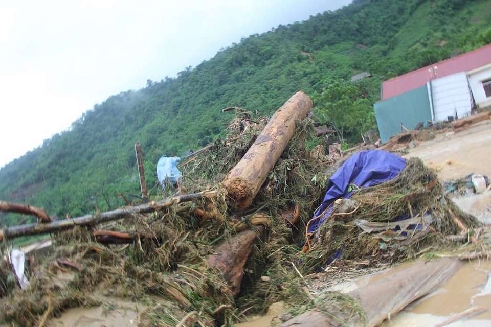 Lũ quét qua, Mường Phú tan hoang - 2
Gỗ, thân cây từ thượng nguồn trôi về.