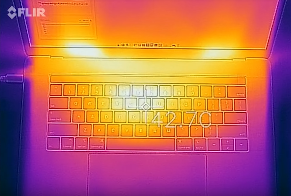 MacBook Pro 2018 phải đặt vào tủ lạnh mới đạt được tốc độ cao nhất - 3 Bản đồ nhiệt được thực hiện khi MacBook Pro 2018 hoạt động.