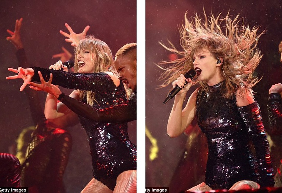 Taylor Swift “dầm mưa” suốt hai tiếng trong liveshow - 5 Show diễn kéo dài hai tiếng đồng hồ, dù thời tiết không ủng hộ, nhưng Taylor đã biểu diễn hết mình, khiến fan cũng “cháy” theo.