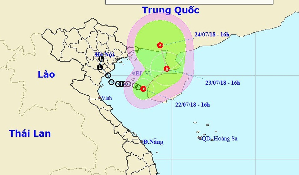 Áp thấp nhiệt đới trên Biển Đông có khả năng tiếp tục mạnh thêm - 1 Vị trí và hướng di chuyển của áp thấp nhiệt đới. (Ảnh: NCHMF).