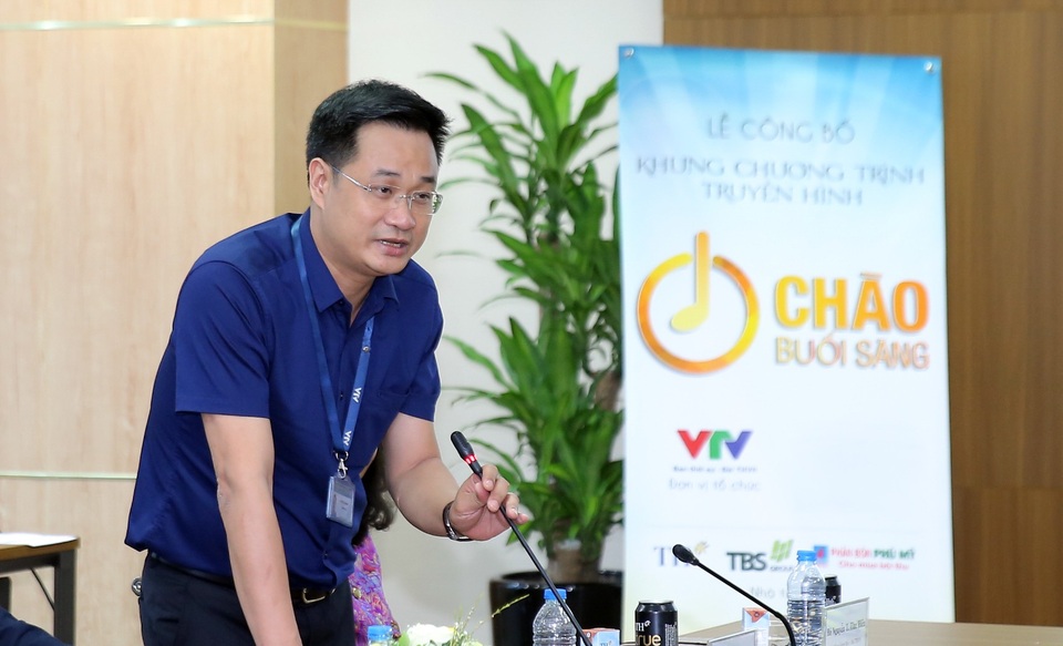 Ra mắt "Chào buổi sáng" phiên bản mới trên kênh VTV1 - 1 Ông Lê Ngọc Quang Trưởng ban thời sự Đài truyền hình Việt Nam phát biểu