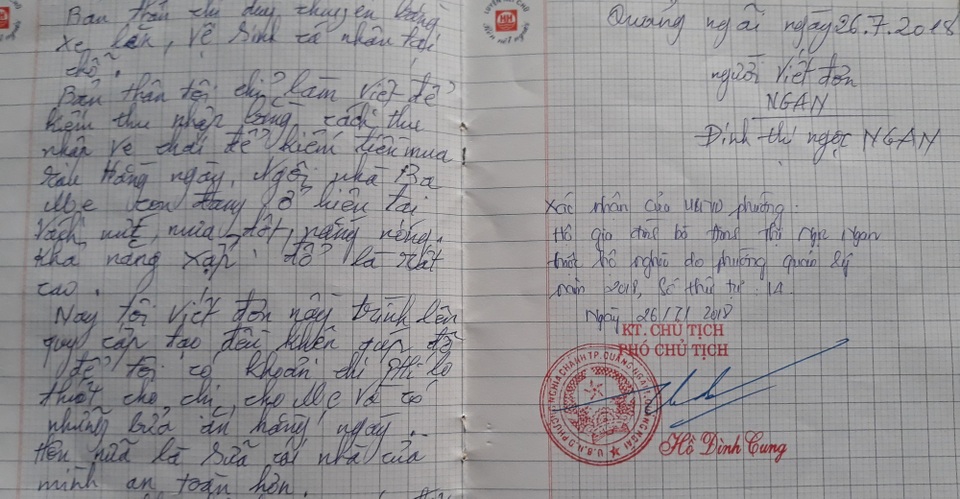 "3 mẹ con tôi khổ lắm, chú ơi !" - 7 Đơn xin trợ giúp của bà Ngan có xác nhận của chính quyền địa phương