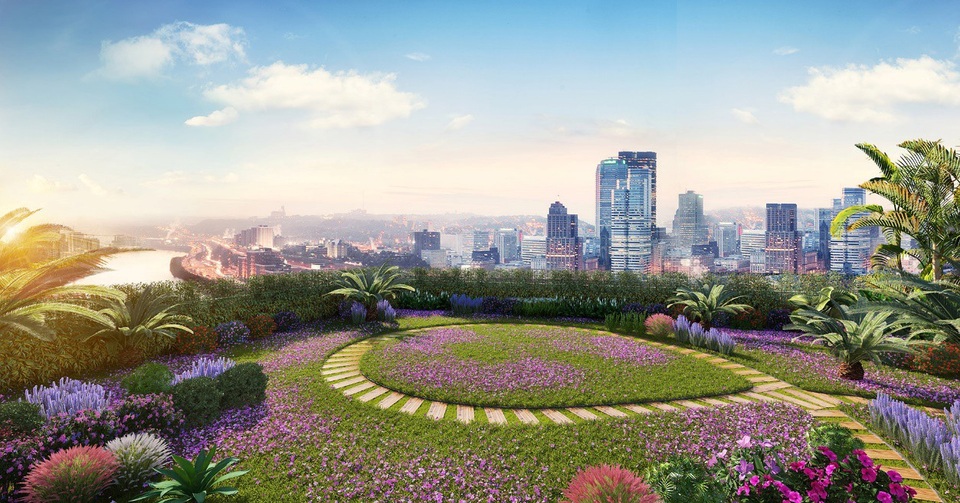 Một phần khu “vườn chân mây” Imperia Sky Garden