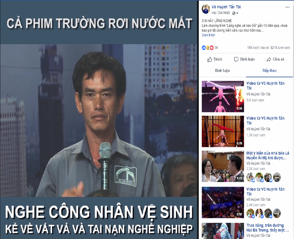 BTV Tấn Tài lần đầu nói về clip "tâm sự của công nhân dọn rác" gây bão mạng - 1 Clip về anh công nhân vệ sinh được chia sẻ trên trang cá nhân BTV Tấn Tài gây bão mạng xã hội trong những ngày qua