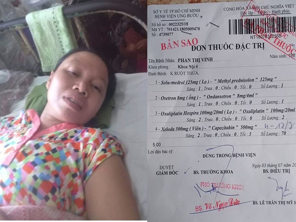 Bố mất, mẹ ung thư giai đoạn cuối, 4 đứa trẻ sống lay lắt qua ngày - 4 Chị Vinh đang phải điều trị bệnh ung thư ruột thừa di căn tại Bệnh viện Ung Bướu thành phố Hồ Chí Minh.