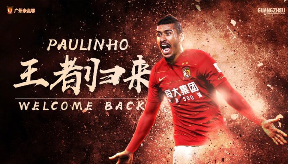 
Paulinho trở lại Guangzhou Evergrande sau 1 năm thi đấu cho Barcelona
