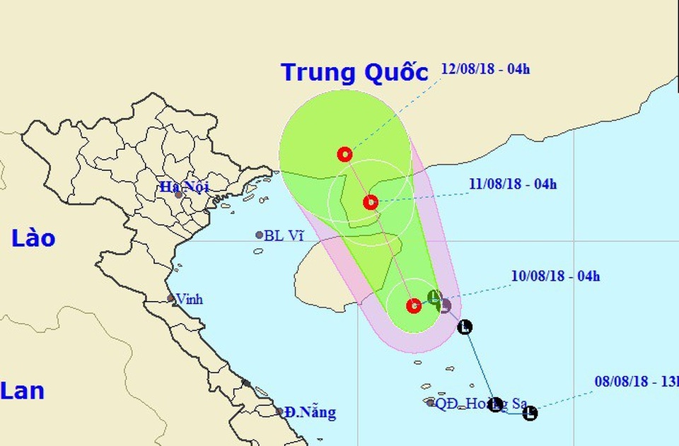 Hình thành áp thấp nhiệt đới trên Biển Đông - 1 Vị trí và hướng di chuyển của áp thấp nhiệt đới. (Ảnh: NCHMF).