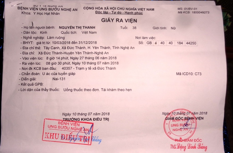 Không còn cách nào khác, chị Thanh đành phải rời viện về nhà chờ ngày thần chết mang đi.