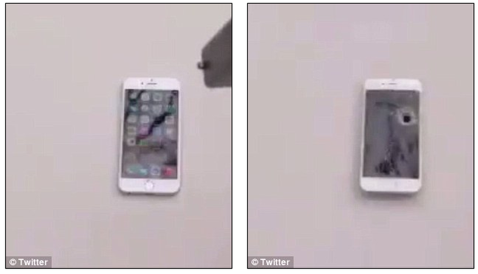 Thổ Nhĩ Kỳ: Đập nát iPhone để phản đối lệnh trừng phạt của Mỹ - 2
Một chiếc iPhone bị bắn thủng màn hình. (Ảnh: Twitter)