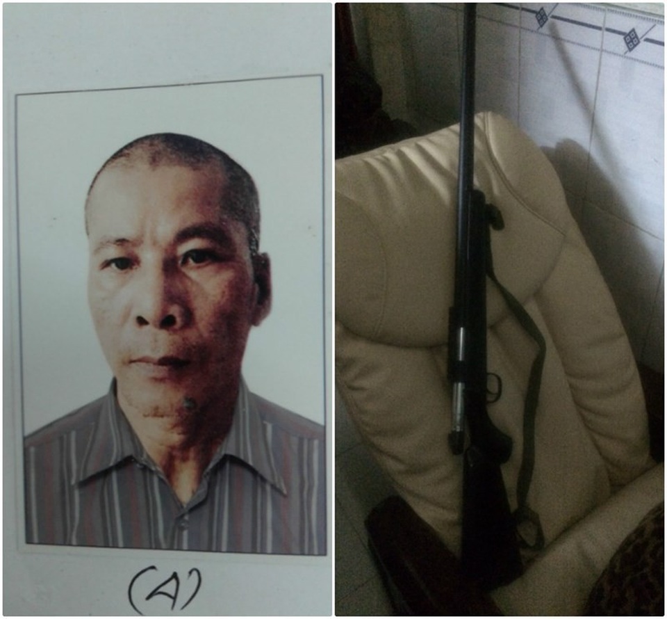 Nguyễn Thái Tới và tang vật bị ông an thu giữ (Ảnh công an cung cấp)