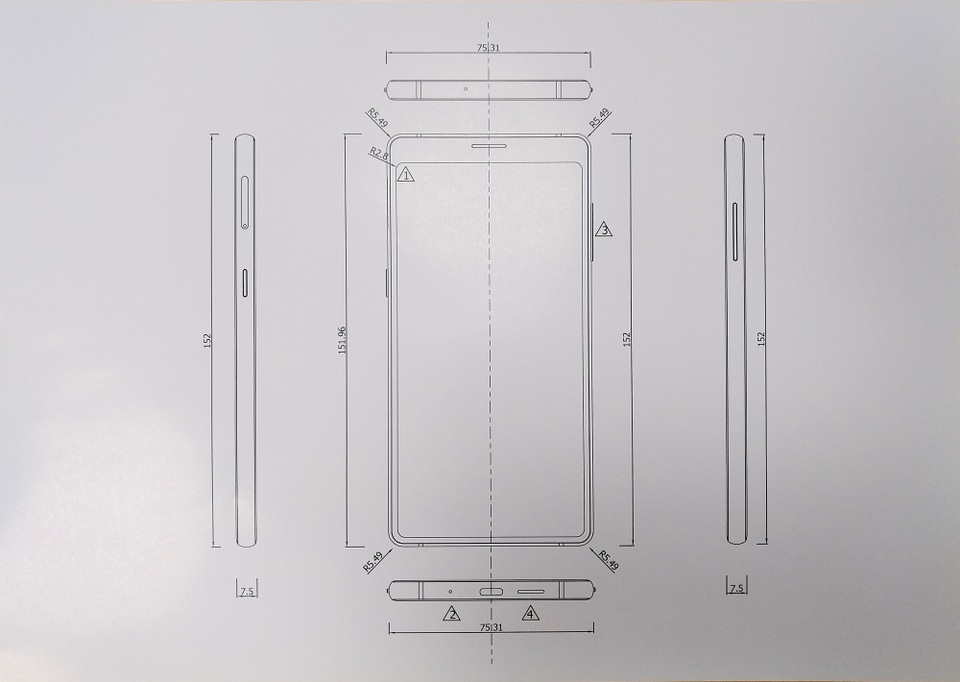 Bphone 3 lộ thiết kế viền màn hình siêu mỏng, chuẩn bị ra mắt? - 3
Bản thiết kế cho thấy các viền màn hình siêu mỏng.