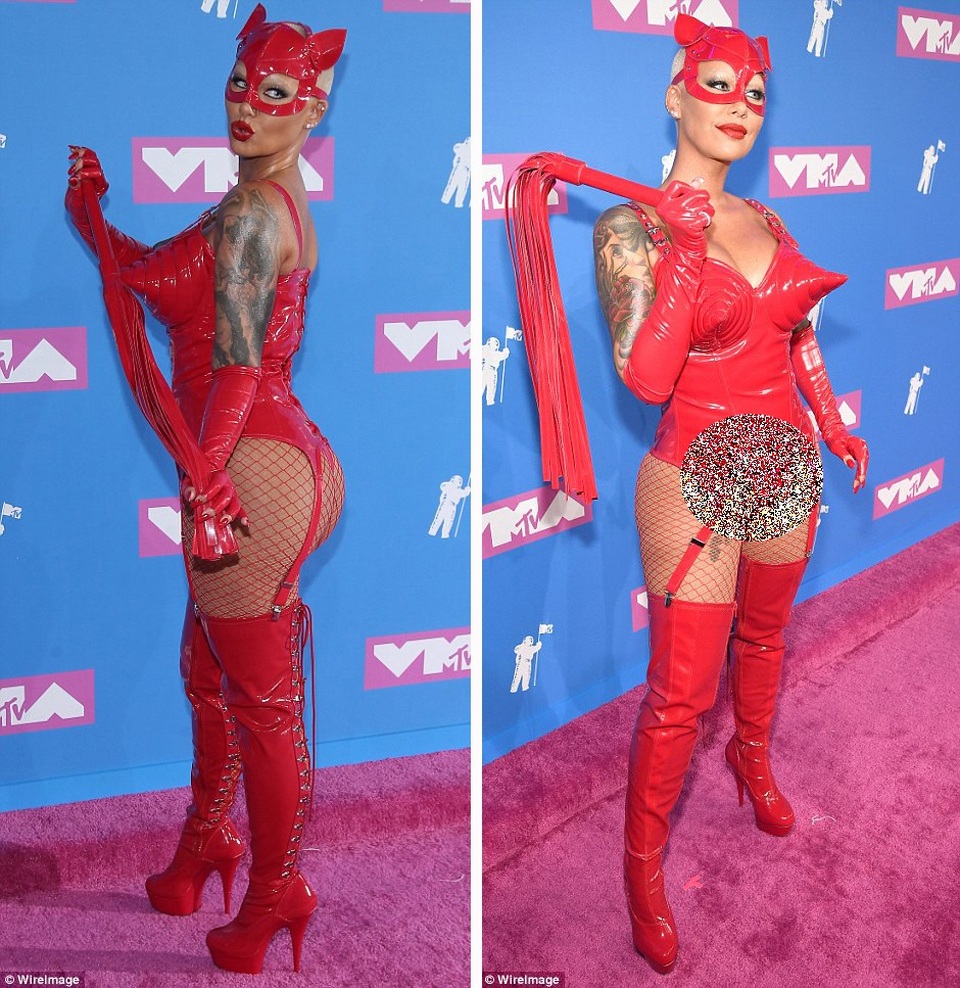 Người mẫu - diễn viên Amber Rose và bộ đồ đỏ chóe.