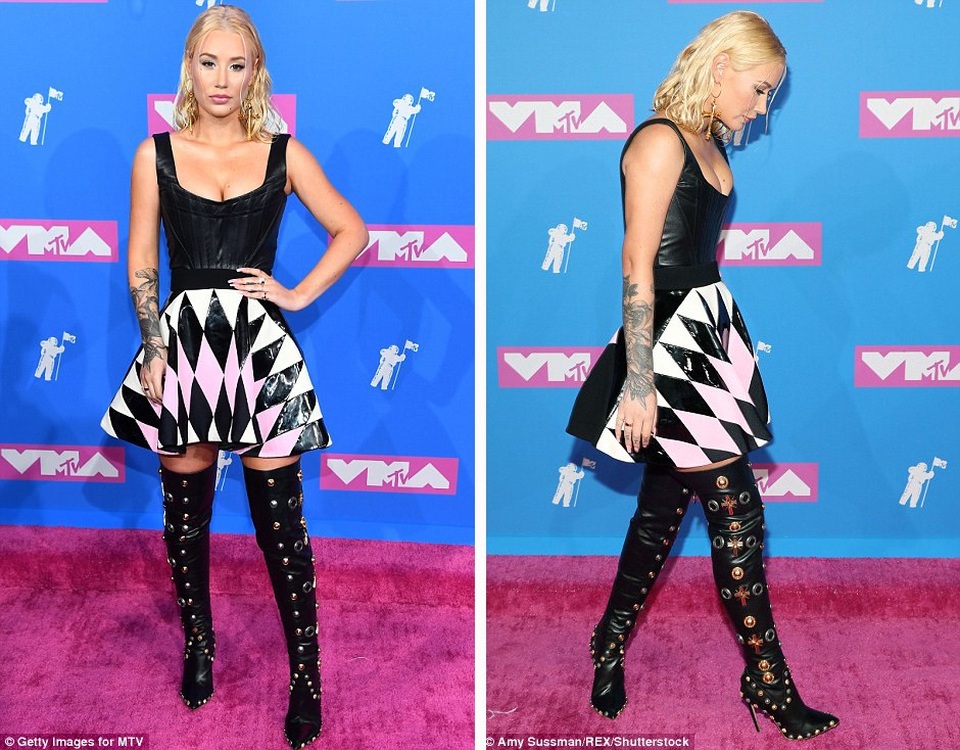 Rapper Iggy Azalea lựa chọn bộ đầm da phá cách nhưng vẫn không thể giúp cô trở nên nổi bật trên thảm đỏ.